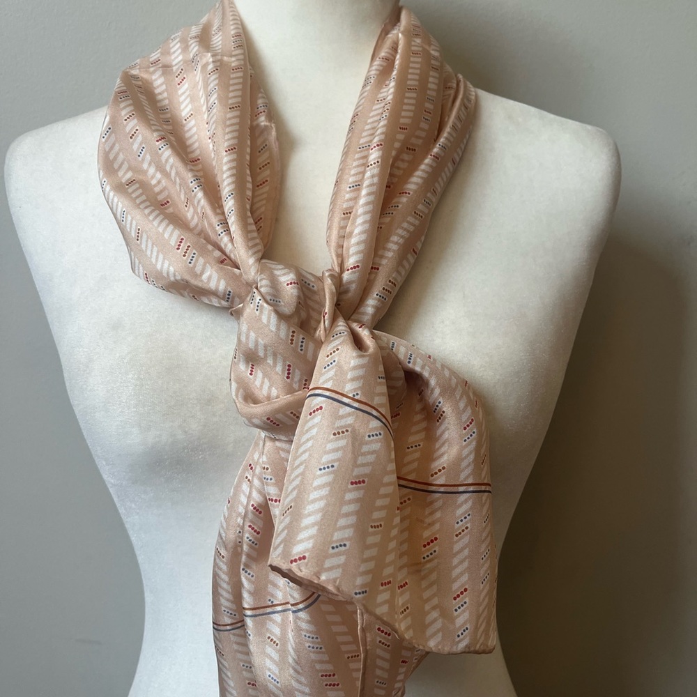 Vintage Echo Beige Patterned Scarf Rectangle Stri… - image 3